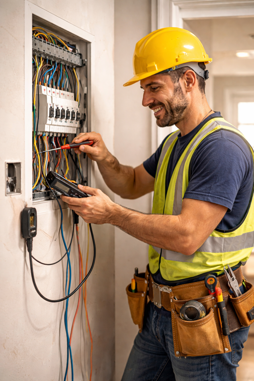 Electricista trabajando